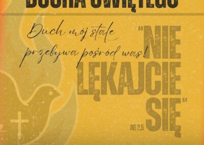 Zapraszamy na wyjątkowy wieczór czuwania w Wigilię Zesłania Ducha Świętego 🙏🔥 📍 Sobota | 18:30–2